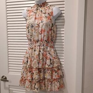 MSK Petites Floral Sleeveless Ruffle Mini Dress Size PM